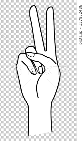 Illustration of a hand making a peace sign | V-sign, number 2, victory, monochrome flat vector 137852486