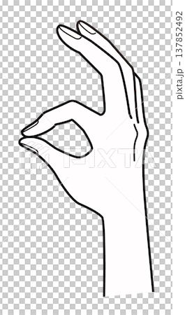 Hand illustration making a pinching motion | Pinching gesture, pinch action, hand sign, simple, line drawing, vector 137852492