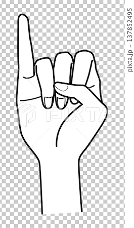 Hand representation, monochrome line drawing, vector. Hand representation, monochrome line drawing, vector. 137852495