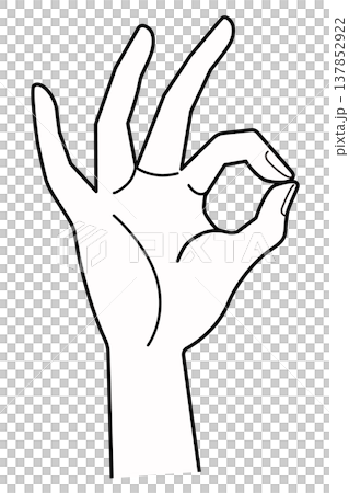 A monochrome illustration of a hand making an OK sign, a symbol of gesture and communication. A monochrome illustration of a hand making an OK sign, a symbol of gesture and communication. 137852922