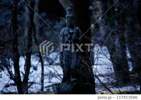 長野県駒ヶ根市・光前寺境内に佇む仏像 137853086