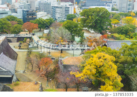 秋の熊本県熊本市 日本100名城 熊本城 大天守からの眺望 秋の熊本県熊本市 日本100名城 熊本城 大天守からの眺望 137853335