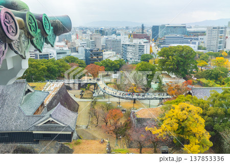 秋の熊本県熊本市 日本100名城 熊本城 大天守からの眺望 秋の熊本県熊本市 日本100名城 熊本城 大天守からの眺望 137853336