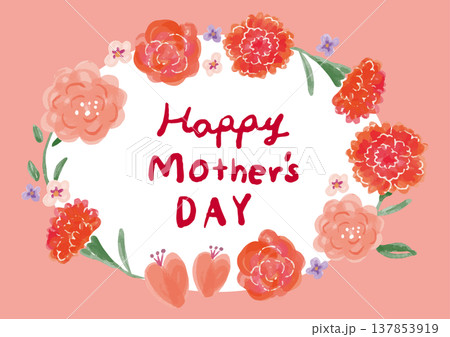 母の日の花柄テンプレート背景 137853919