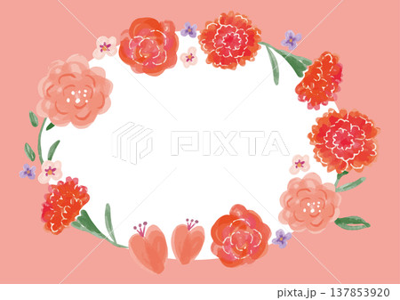 母の日の花柄テンプレート背景 137853920