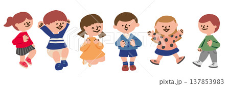 ジャンプする子供たちのイラスト 137853983