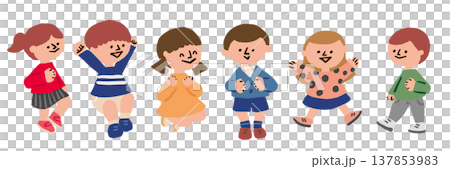 ジャンプする子供たちのイラスト 137853983