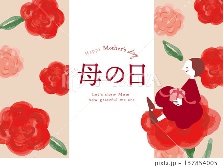 母の日の花柄テンプレート背景 母の日の花柄テンプレート背景 137854005