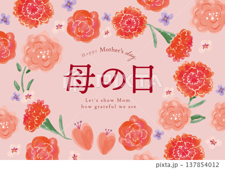 母の日の花柄テンプレート背景 137854012