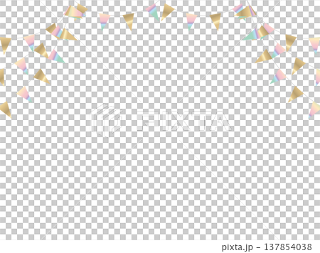 花環三角串，彎曲，金色 20 彩虹淺色 F2 137854038