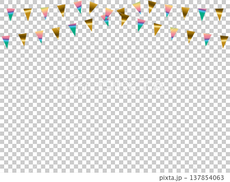 Garland triangular string, curved, gold 21 rainbow dark F5 137854063
