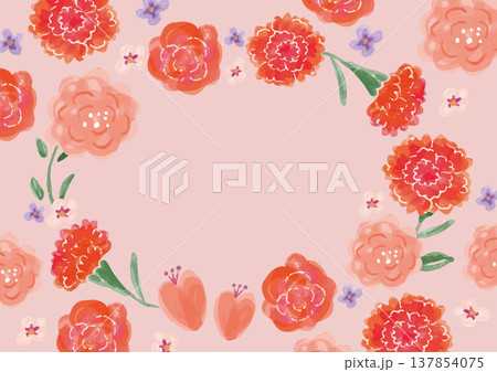 母の日の花柄テンプレート背景 137854075