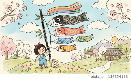 鯉のぼりのイラスト 137854158
