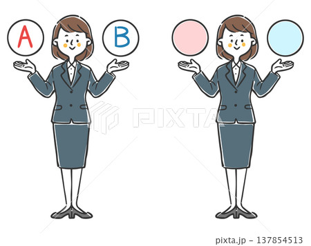 AとBの選択肢 若い女性会社員 全身 ベクター AとBの選択肢 若い女性会社員 全身 ベクター 137854513