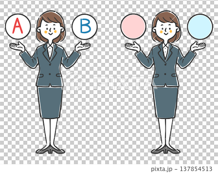 AとBの選択肢 若い女性会社員 全身 ベクター AとBの選択肢 若い女性会社員 全身 ベクター 137854513