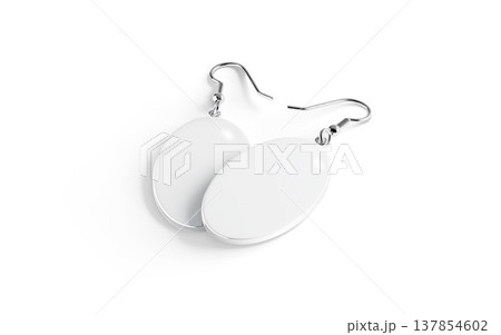 Blank white ellipse earring pair mockup stack png, transparent background, 3d rendering. Empty jewels ear spike mock up cut out. Clear round or ellips retro decoration earrings or hoops template. Blank white ellipse earring pair mockup stack png, transparent background, 3d rendering. Empty jewels ear spike mock up cut out. Clear round or ellips retro decoration earrings or hoops template. 137854602