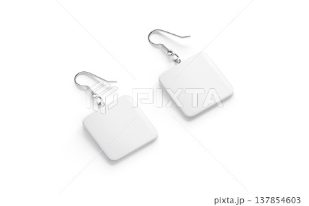 Blank white square earring pair mockup lying png, transparent background, 3d rendering. Empty teardrop for ears accessories mock up cut out. Clear plastic or gem dangle jewelry decoration template. Blank white square earring pair mockup lying png, transparent background, 3d rendering. Empty teardrop for ears accessories mock up cut out. Clear plastic or gem dangle jewelry decoration template. 137854603