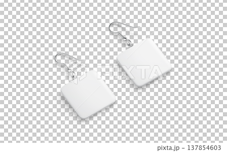 Blank white square earring pair mockup lying png, transparent background, 3d rendering. Empty teardrop for ears accessories mock up cut out. Clear plastic or gem dangle jewelry decoration template. Blank white square earring pair mockup lying png, transparent background, 3d rendering. Empty teardrop for ears accessories mock up cut out. Clear plastic or gem dangle jewelry decoration template. 137854603