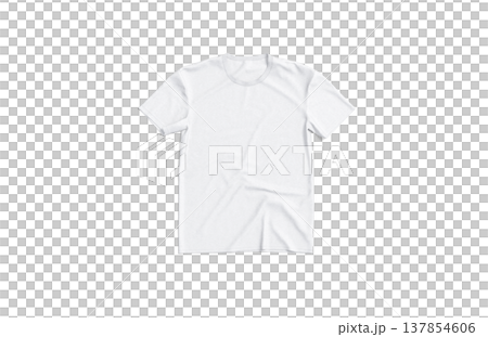 Blank white t-shirt mockup flat lay png, transparent background, 3d rendering. Empty jersey fabric tshirt model mock up cut out. Clear basic or casual unisex clothing for everyday outfit template. Blank white t-shirt mockup flat lay png, transparent background, 3d rendering. Empty jersey fabric tshirt model mock up cut out. Clear basic or casual unisex clothing for everyday outfit template. 137854606