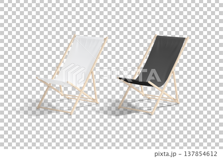 Blank black and white folding beach chair mockup png, transparent background, 3d rendering. Empty collapsible lounge for resting mock up cut out. Clear wooden hammock seat for sea holiday template. Blank black and white folding beach chair mockup png, transparent background, 3d rendering. Empty collapsible lounge for resting mock up cut out. Clear wooden hammock seat for sea holiday template. 137854612