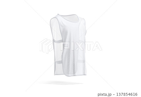 Blank white football team practice vest with straps mockup png transparent background, 3d rendering. Empty sport pinnie with elastic sides mock up cut out. Clear professional mesh for soccer template. Blank white football team practice vest with straps mockup png transparent background, 3d rendering. Empty sport pinnie with elastic sides mock up cut out. Clear professional mesh for soccer template. 137854616
