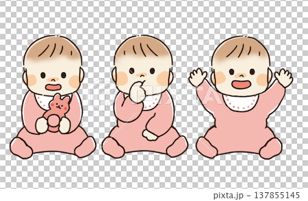 シンプルな赤ちゃんの全身イラストピンク シンプルな赤ちゃんの全身イラストピンク 137855145
