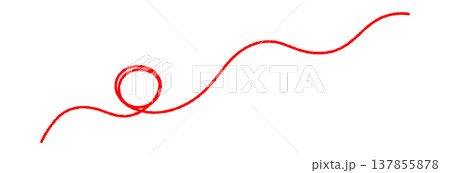 Red yarn thread forming a wavy squiggly line in a clean minimal style. Soft wool texture adds abstract doodle look Red yarn thread forming a wavy squiggly line in a clean minimal style. Soft wool texture adds abstract doodle look 137855878
