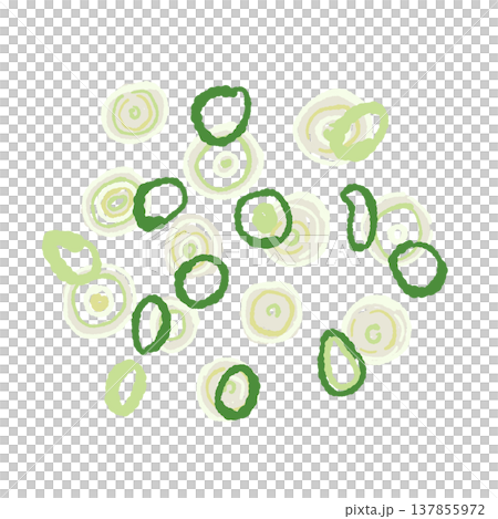 小口切りにした青ねぎと白ねぎのミックスイラスト素材 137855972