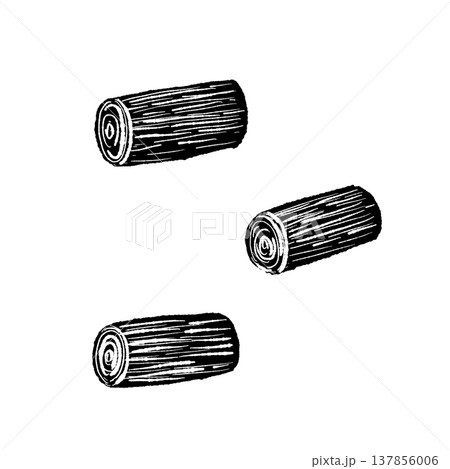 ネギのぶつ切り（モノクロ） 137856006