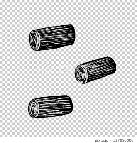 ネギのぶつ切り（モノクロ） 137856006