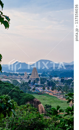 Virupaksha Temple in Hampi, India. Part of the Group of Monuments at Hampi, designated as a UNESCO World Heritage Site Virupaksha Temple in Hampi, India. Part of the Group of Monuments at Hampi, designated as a UNESCO World Heritage Site 137856036