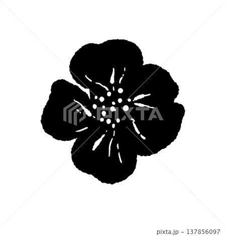 ナスタチウムの花（単体）のモノクロイラスト 137856097