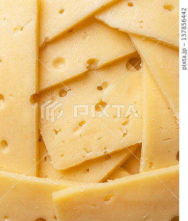 Close-up detail of portions of Edam cheese 137856442