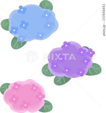 紫陽花のシンプルなイラスト（ベクター）梅雨・初夏の花素材 137856451