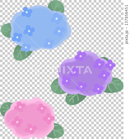 紫陽花のシンプルなイラスト（ベクター）梅雨・初夏の花素材 137856451