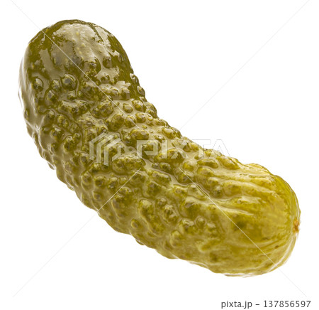Pickled gherkin, marinated cucumbers isolated on white background 137856597