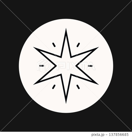 Flat vector retro star sticker badge. Geometric sparkle icon. Vintage black and white burst symbol. Flat vector retro star sticker badge. Geometric sparkle icon. Vintage black and white burst symbol. 137856685