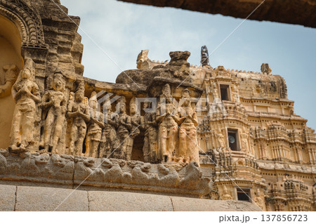 Virupaksha Temple in Hampi, India. Part of the Group of Monuments at Hampi, designated as a UNESCO World Heritage Site 137856723