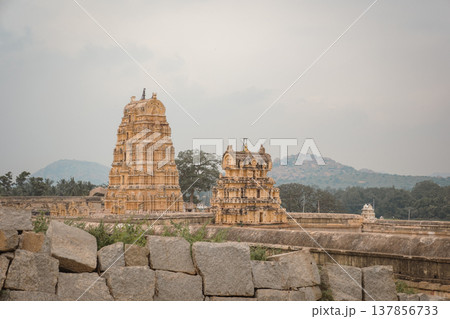 Virupaksha Temple in Hampi, India. Part of the Group of Monuments at Hampi, designated as a UNESCO World Heritage Site Virupaksha Temple in Hampi, India. Part of the Group of Monuments at Hampi, designated as a UNESCO World Heritage Site 137856733