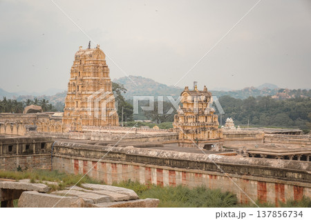 Virupaksha Temple in Hampi, India. Part of the Group of Monuments at Hampi, designated as a UNESCO World Heritage Site Virupaksha Temple in Hampi, India. Part of the Group of Monuments at Hampi, designated as a UNESCO World Heritage Site 137856734