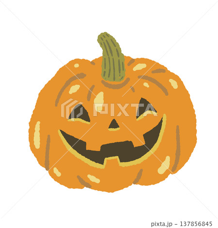 にっこり笑顔のハロウィンかぼちゃ(ジャックオランタン)手描きイラスト にっこり笑顔のハロウィンかぼちゃ(ジャックオランタン)手描きイラスト 137856845
