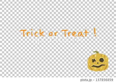 Horizontal Halloween message card featuring a crossed-out jack-o'-lantern 137856859