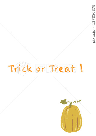 シンプルで縦長なかぼちゃの縦型ハロウィンメッセージカード 137856879
