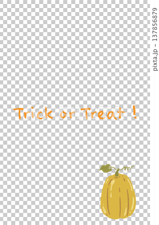 シンプルで縦長なかぼちゃの縦型ハロウィンメッセージカード 137856879