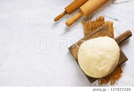 dought and ingredients, fresh dought on a table dought and ingredients, fresh dought on a table 137857289