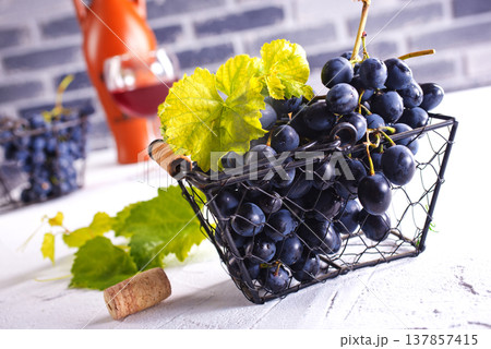 Black grapes on light table 137857415