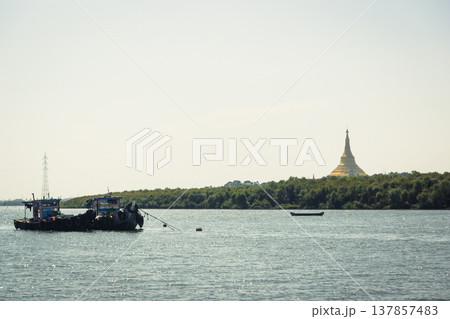 Asian Buddhist temple. Global Vipassana Pagoda in Mumbai, India 137857483