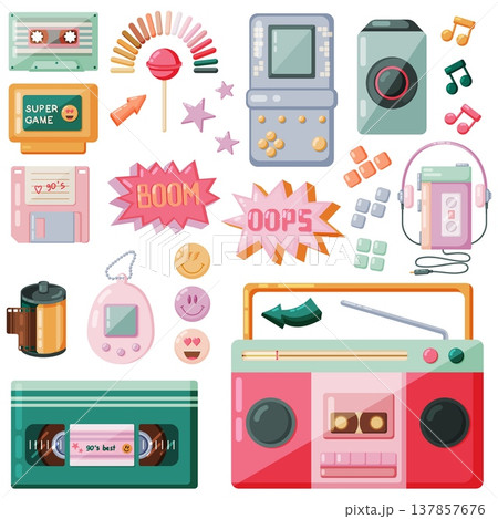 Big collection of retro 90s technology and pop culture 137857676