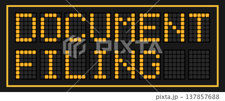 Orange color led banner in word document filing on black background 137857688