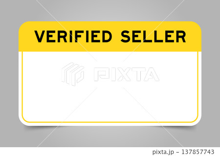 Label banner that have yellow headline with word verified seller and white copy space, on gray background 137857743